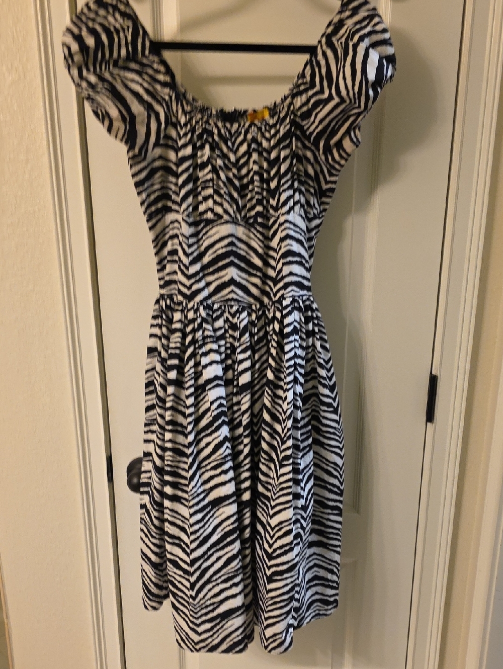 Bernie Dexter Zebra Print Puff Sleeve Sundress - Black & White L